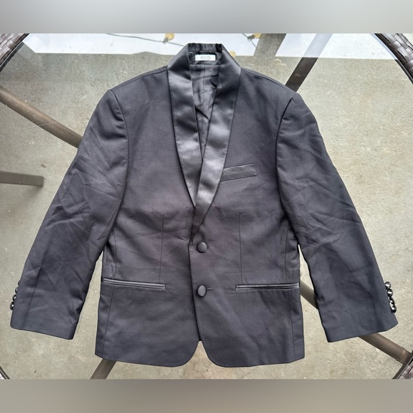 Calvin Klein Boys Husky Satin Detail Suit Jacket in Black - Size 8 NWOT - Picture 1 of 16